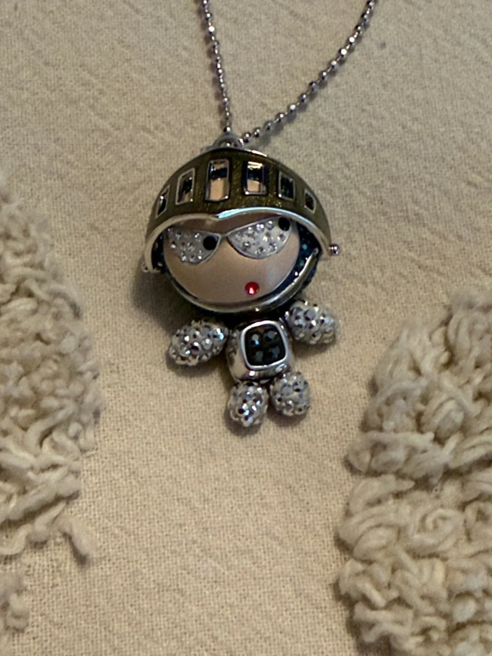 Swarovski Eliot Silver Crystal Robot Pendant Necklace - Picture 1 of 4